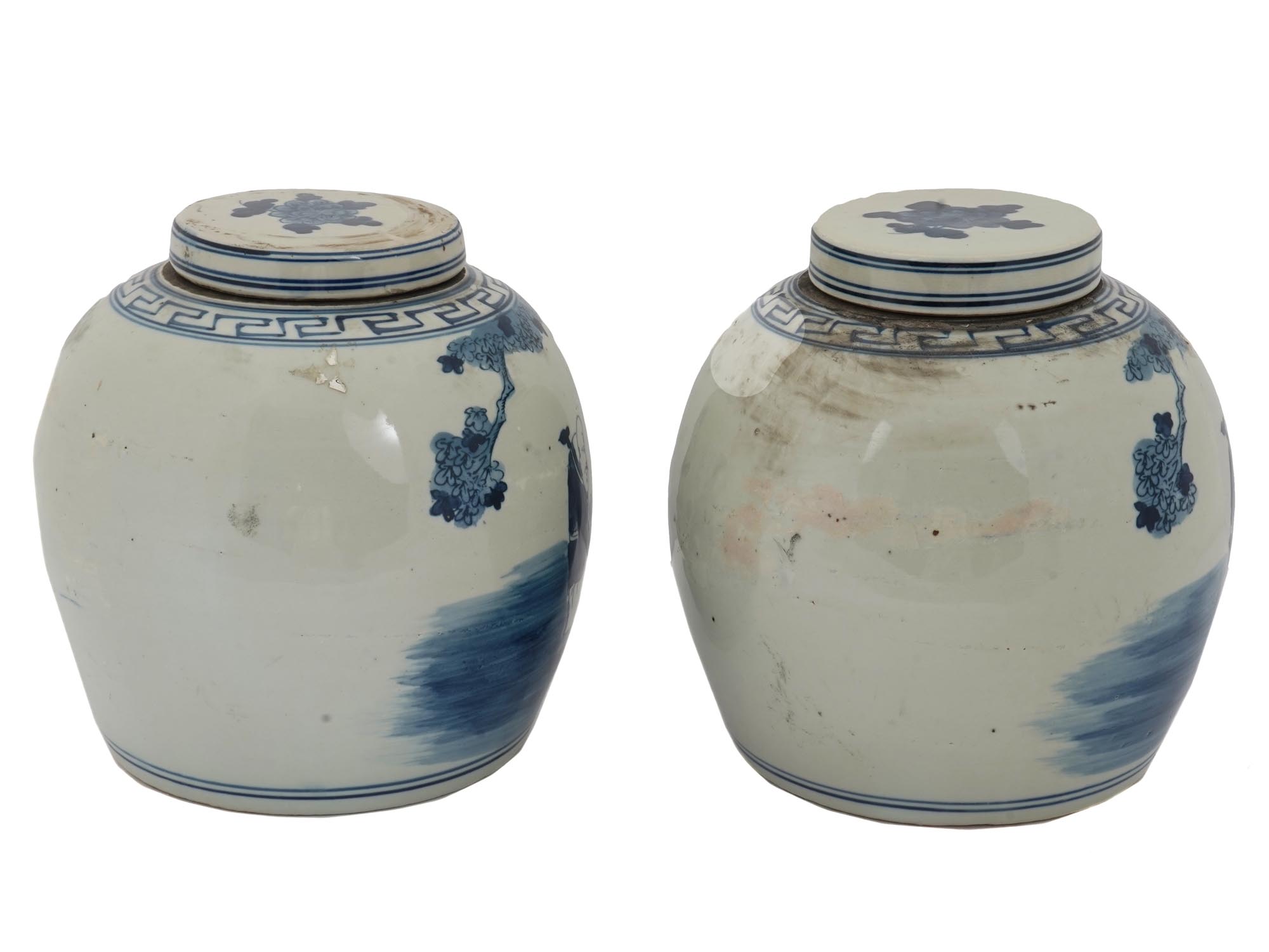 ANTIQUE CHINESE QING DYNASTY BLUE WHITE GINGER JARS PIC-2